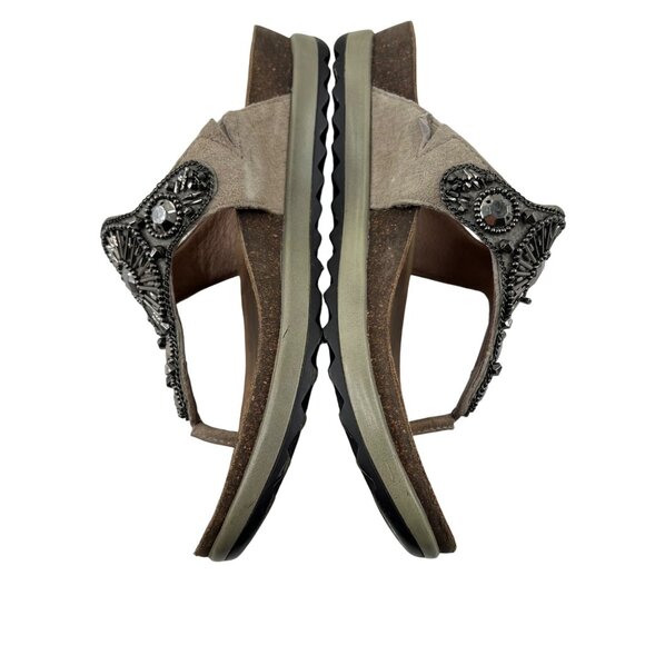 Womens Dansko Beaded Leather Thong Sandals Size 36 Embellished Brown - Picture 3 of 6